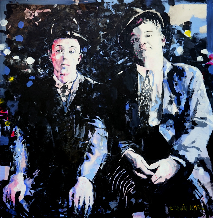 stan laurel oliver hardy modern art acryl painting kunst 